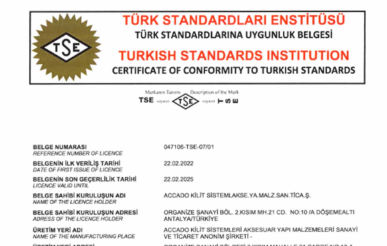 TS EN 1303 CYLINDER (ADOKİLİT)